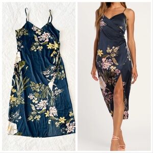 Lulu's Floral Navy Midi Dress